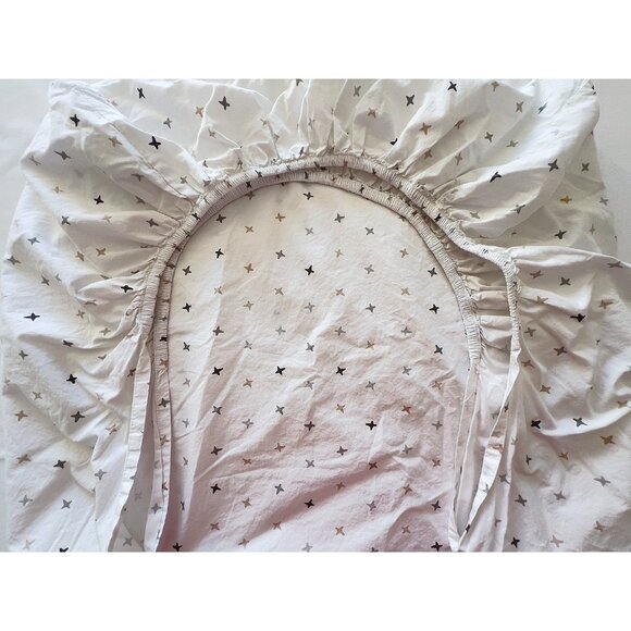 POTTERY BARN KIDS Crib Cot Fitted Sheet Lot/2 100% Organic Cotton Stars Sun Gray - Picture 16 of 16